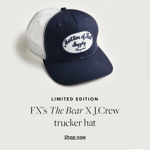 J. Crew Limited Edition Navy and White Hat The Bear Matter of Fak